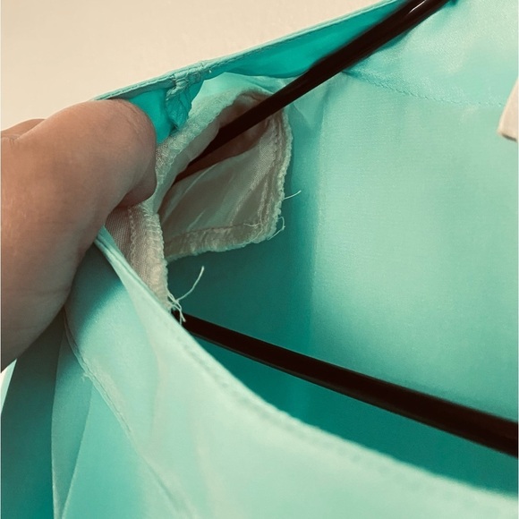 Peters & Ashley Aqua Blue Vintage Blouse Size 12 Short Sleeves Shoulder Pads - Picture 4 of 11